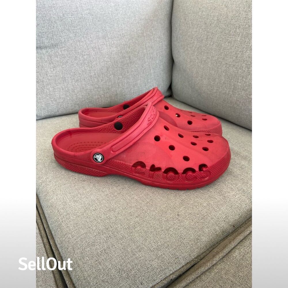 Crocs Baya Clog Red Slip-On Sandals Unisex M10/W12 Casual Summer - Picture 4 of 8